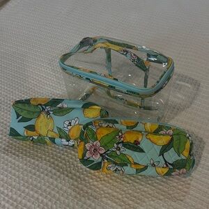 Vera Bradley Lemon Print Cosmetic Bag Set